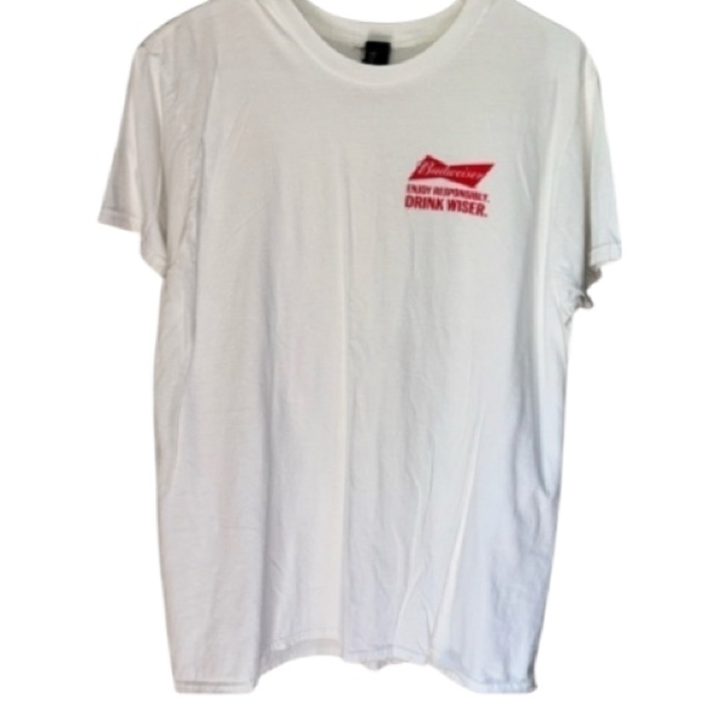 Budweiser beer shirt BuD large Hanes hang tag cotton short sleeve tee unisex